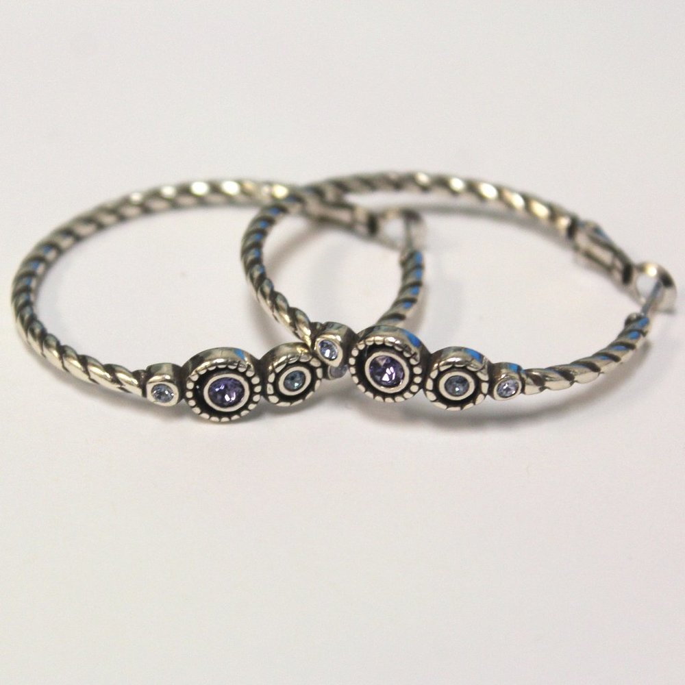 Silver Gemmed Hoop Earrings!
